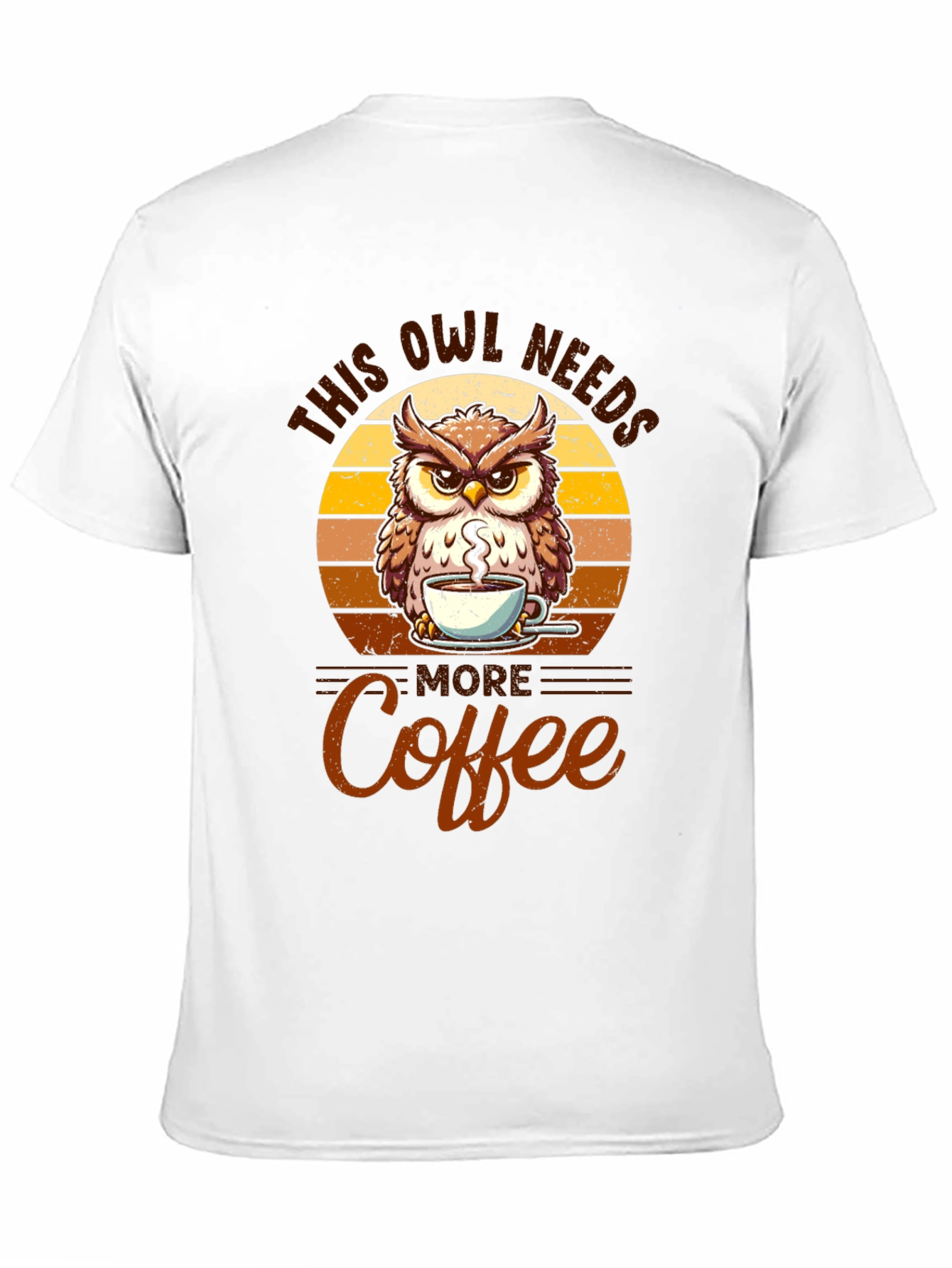 Owl Needs More Coffee Black T-Shirt