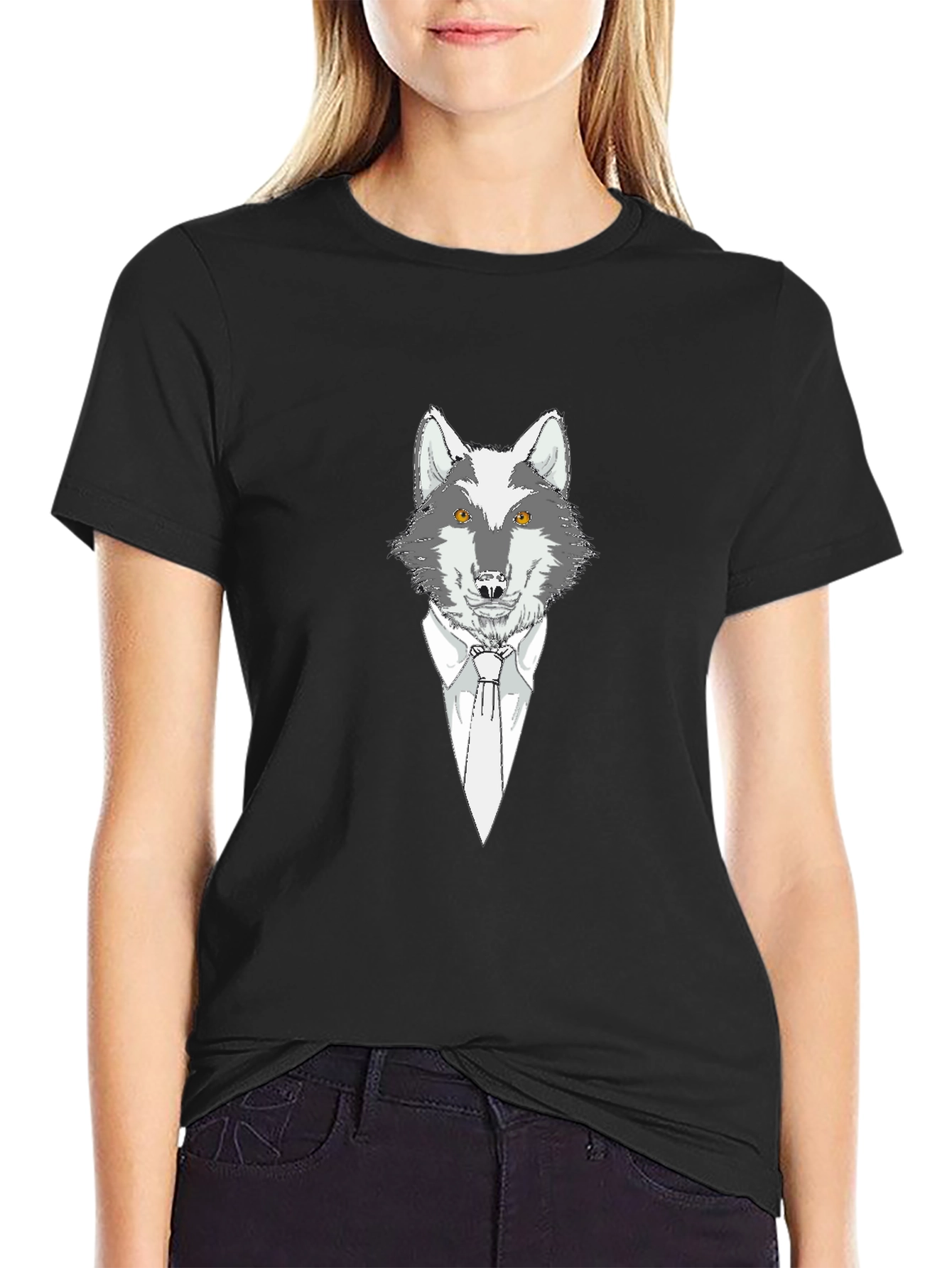 Wolf in Suit Graphic Tee - Mens Black T-Shirt