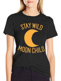Stay Wild Moon Child Black Graphic T-Shirt