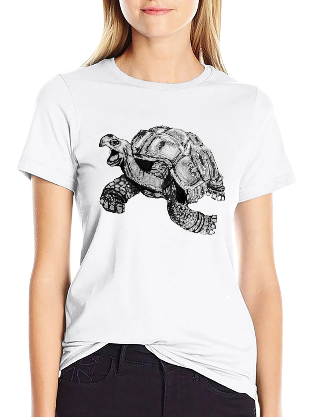 Turtle Graphic Tee - Black Cotton T-Shirt