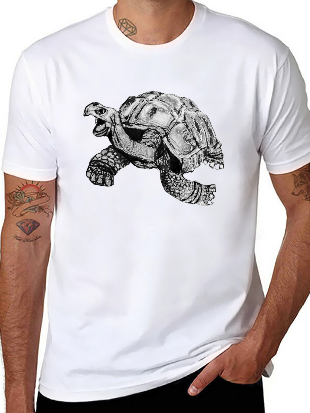 Turtle Graphic Tee - Black Cotton T-Shirt