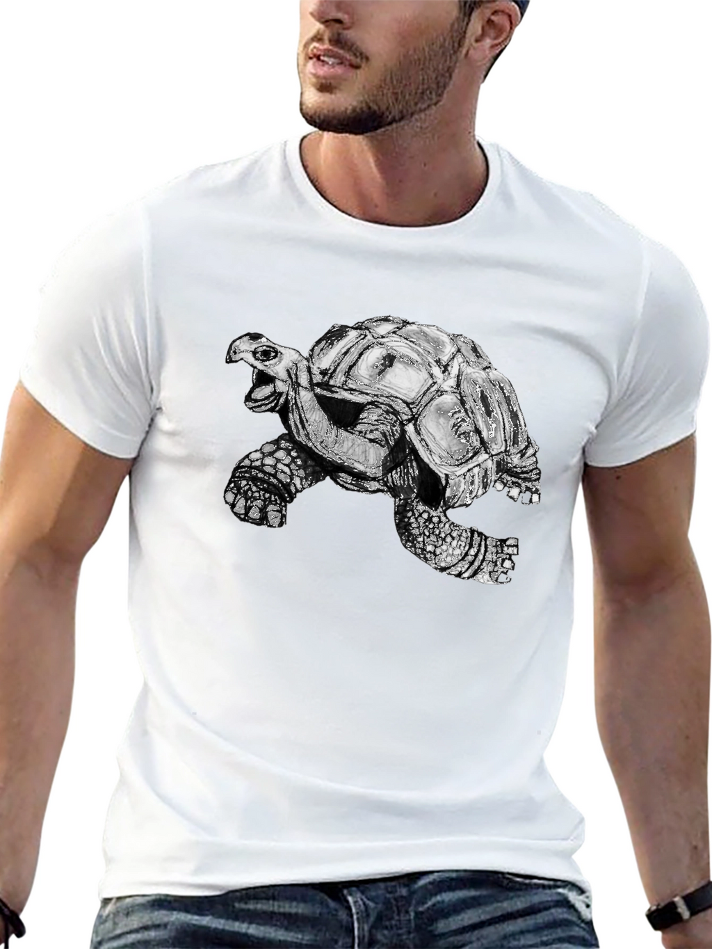 Turtle Graphic Tee - Black Cotton T-Shirt
