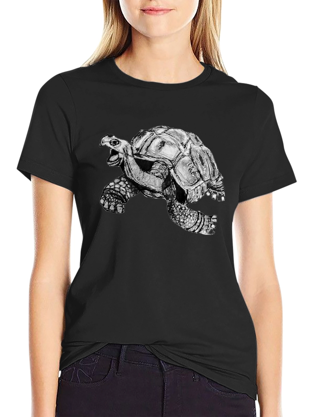 Turtle Graphic Tee - Black Cotton T-Shirt