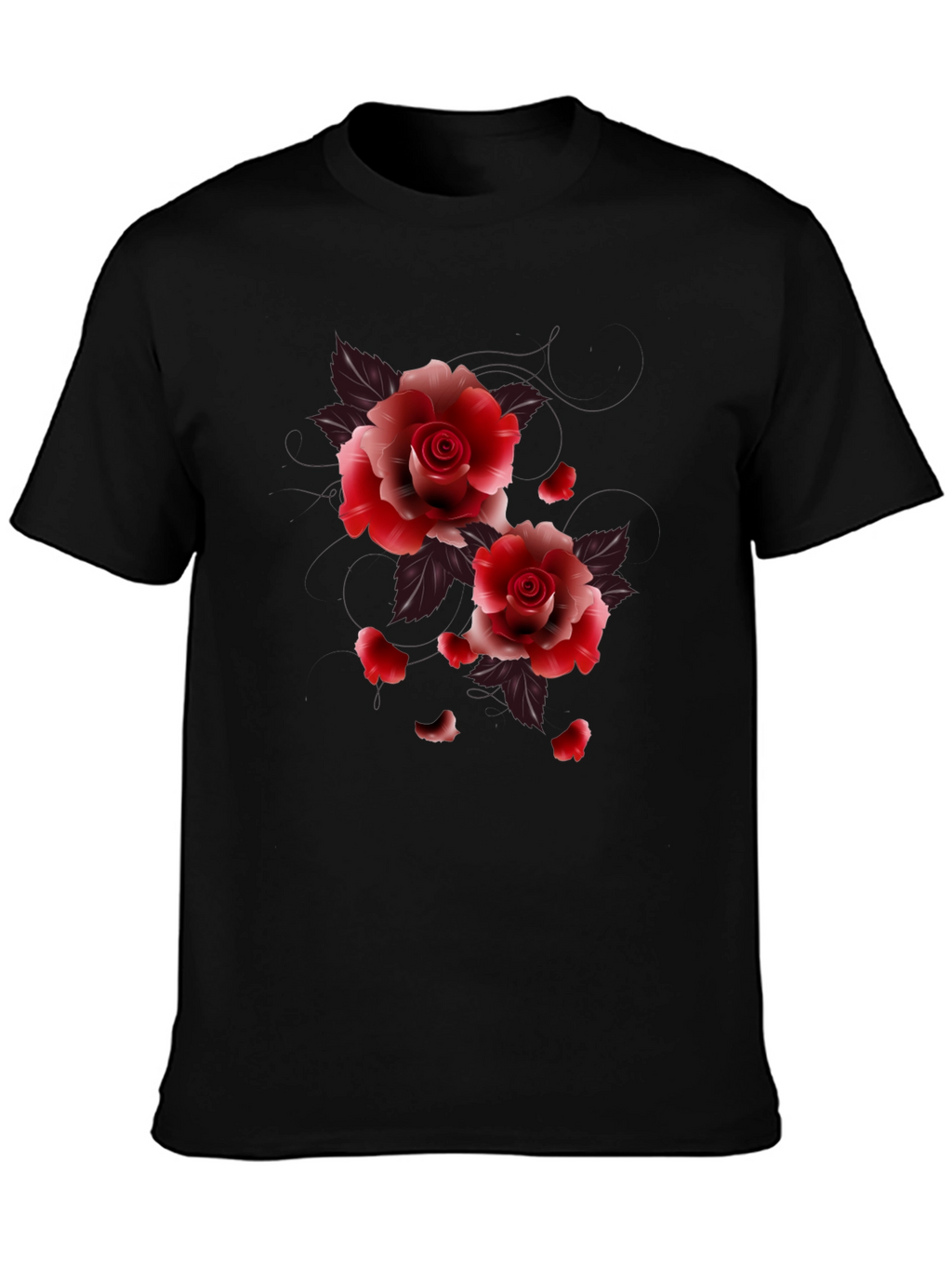 Black Floral Roses Graphic Tee