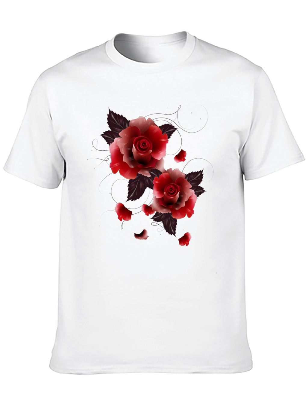 Black Floral Roses Graphic Tee