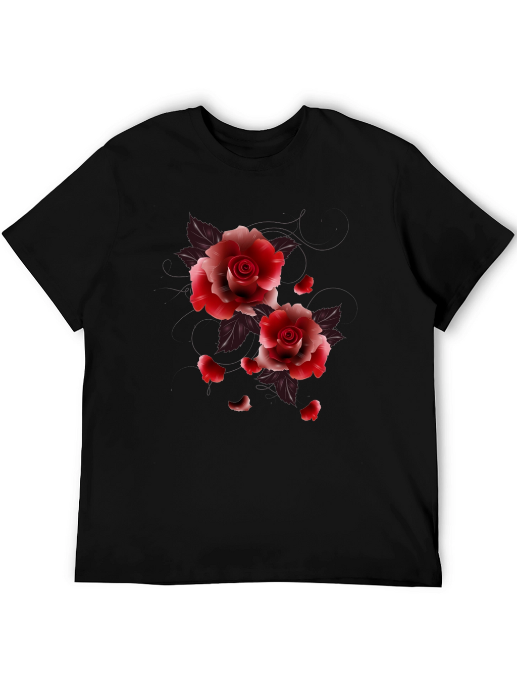 Black Floral Roses Graphic Tee