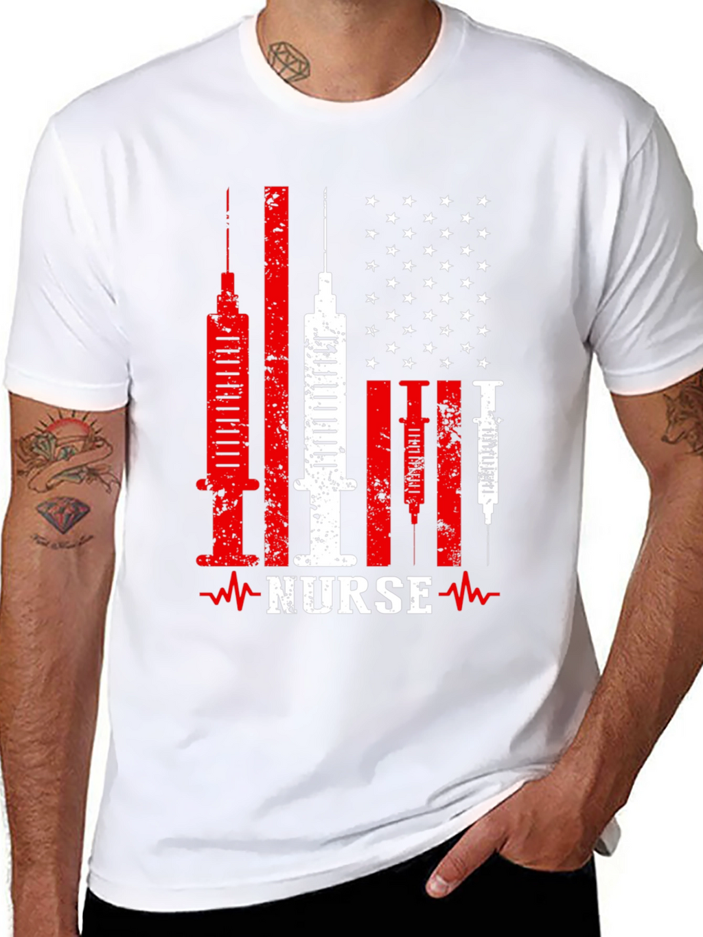 Nurse American Flag Patriotic T-Shirt