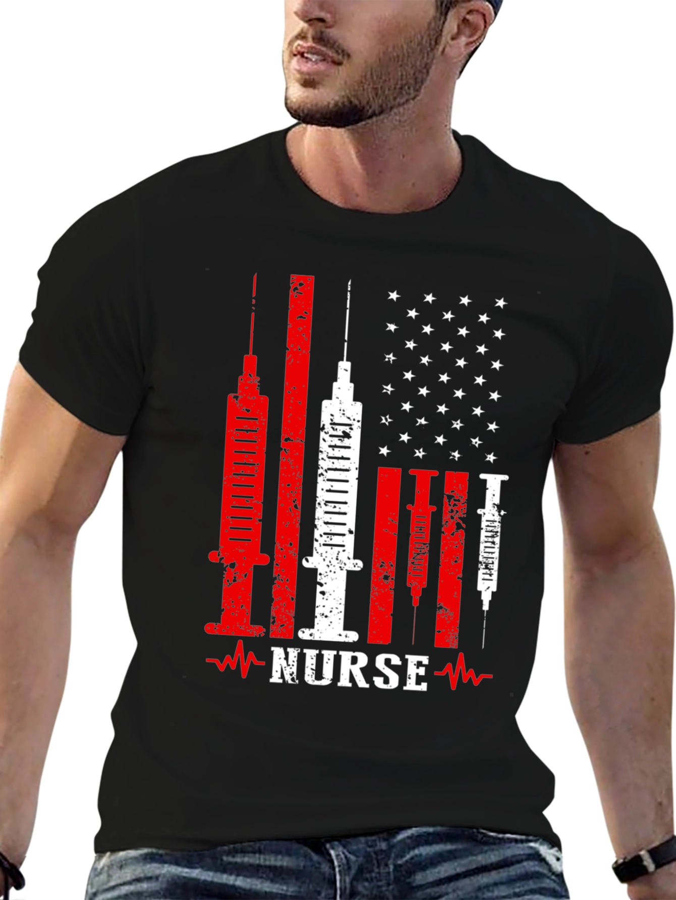 Nurse American Flag Patriotic T-Shirt