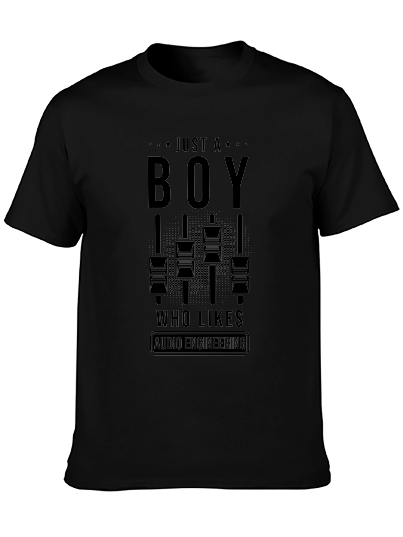 Just A Boy Who Likes Audio Engineering Black T-Shirt