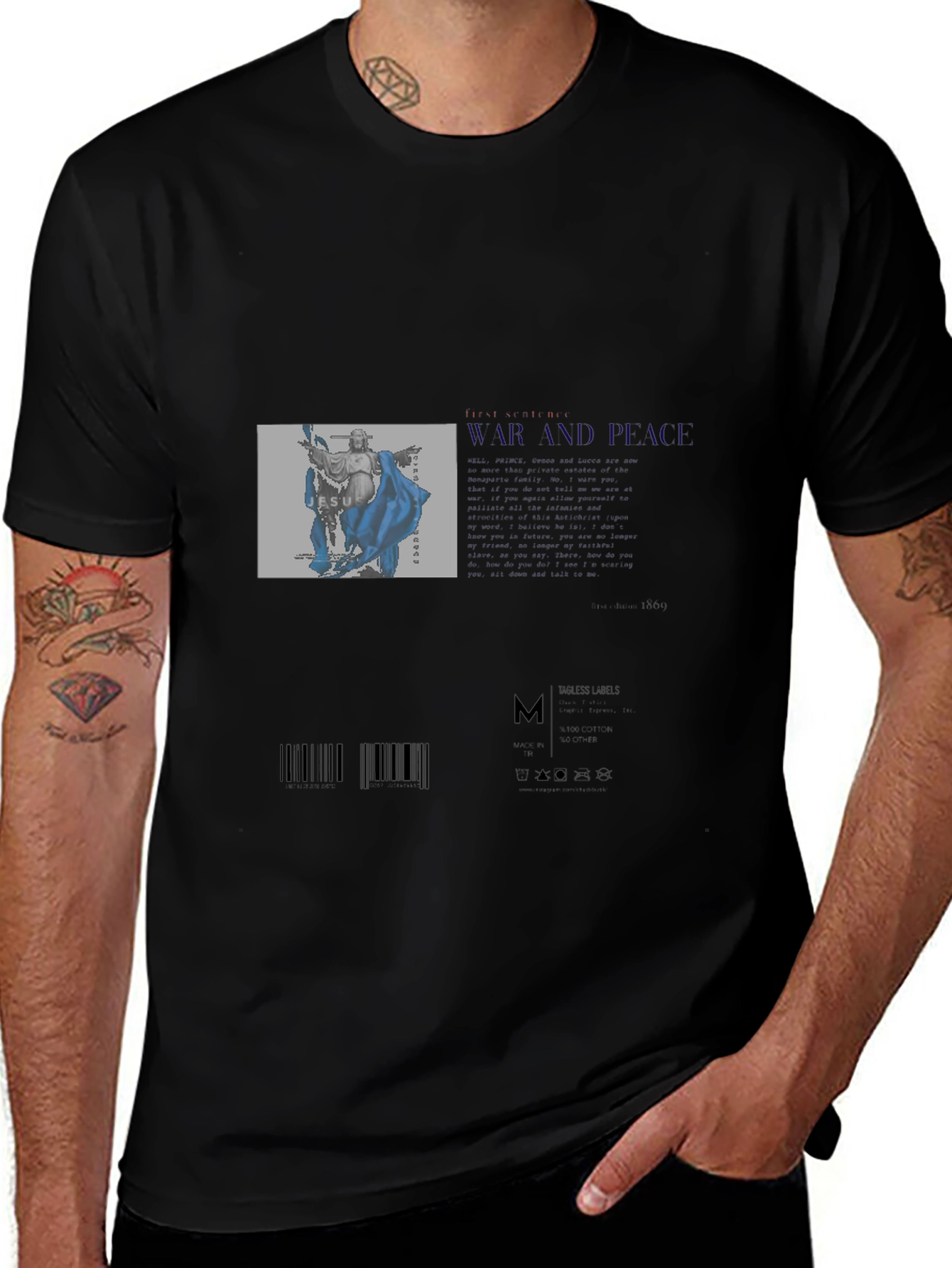 Mens Graphic Print Black T-Shirt
