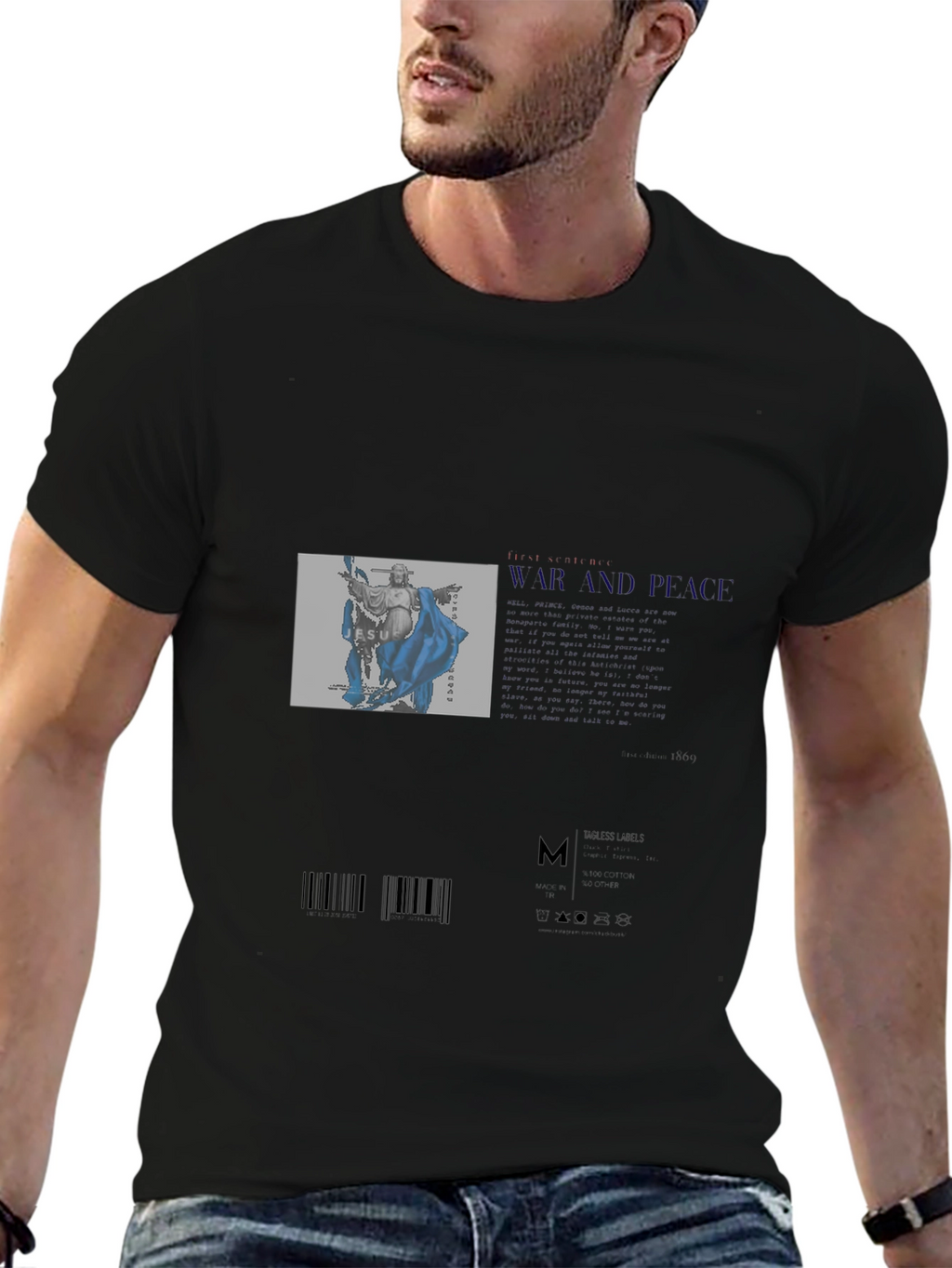 Mens Graphic Print Black T-Shirt
