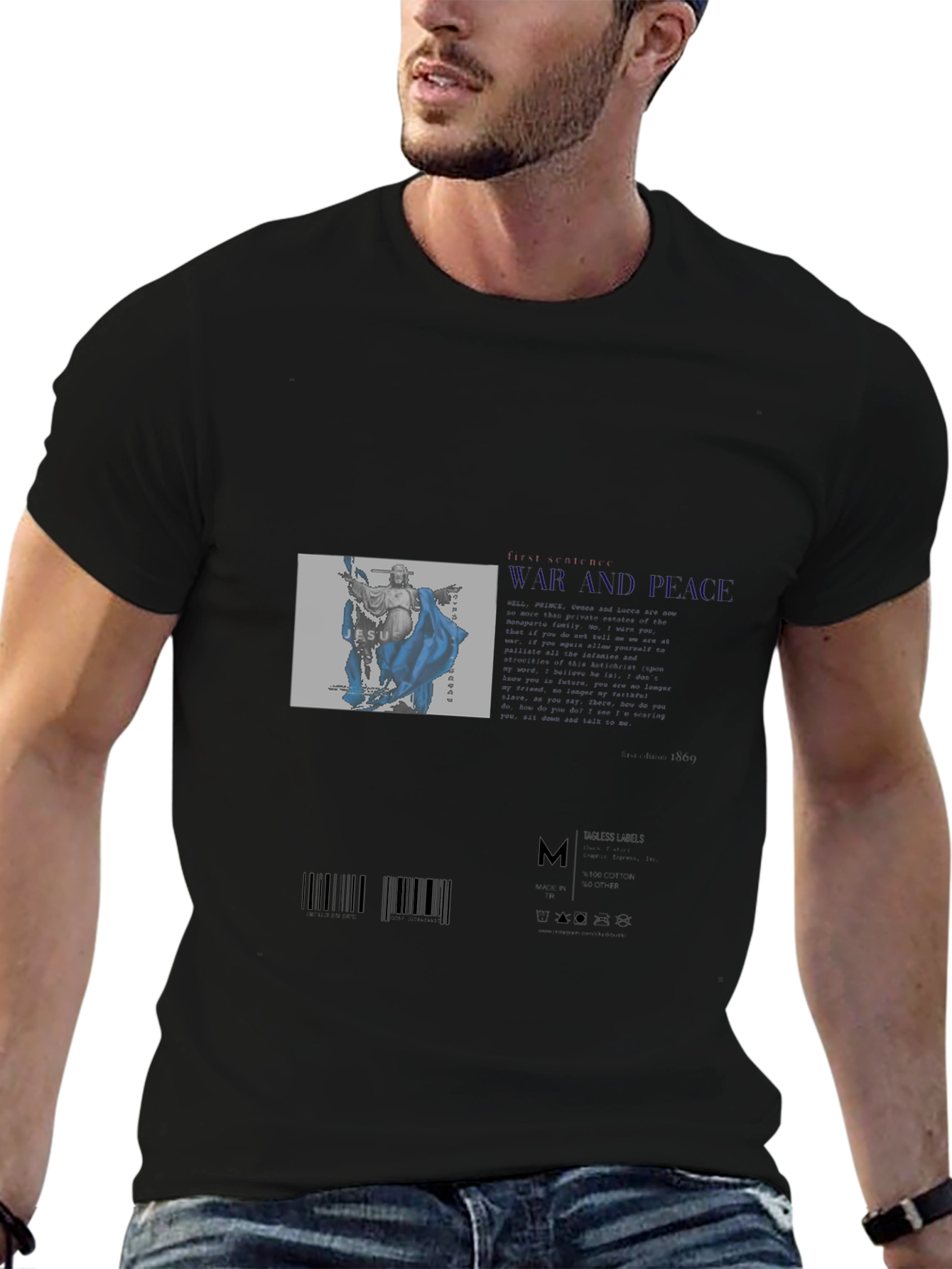 Mens Graphic Print Black T-Shirt