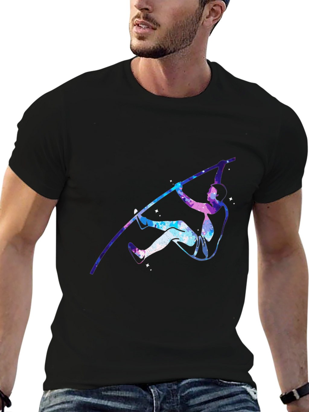 Pole Vaulting Galaxy T-Shirt - Black