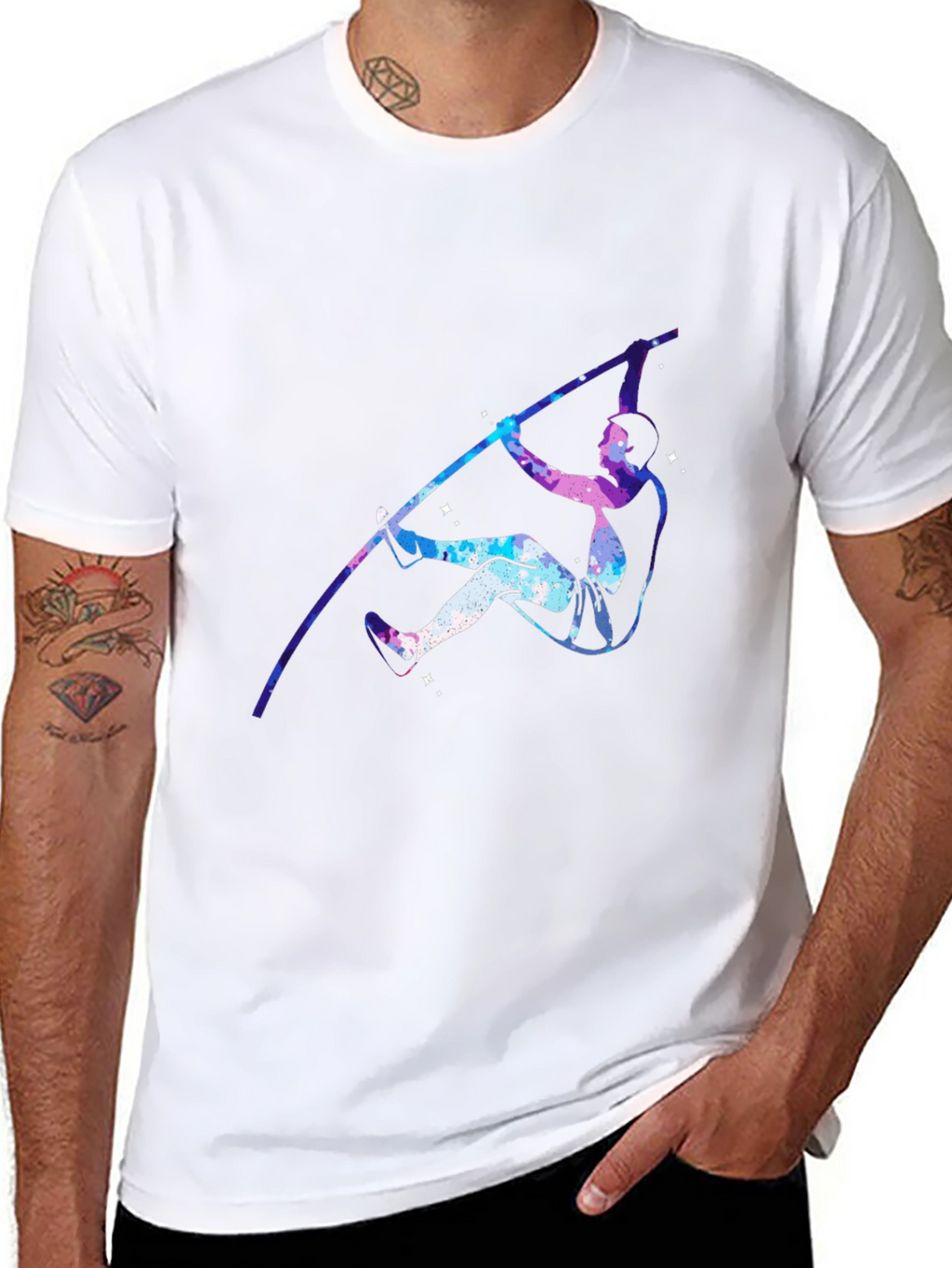 Pole Vaulting Galaxy T-Shirt - Black