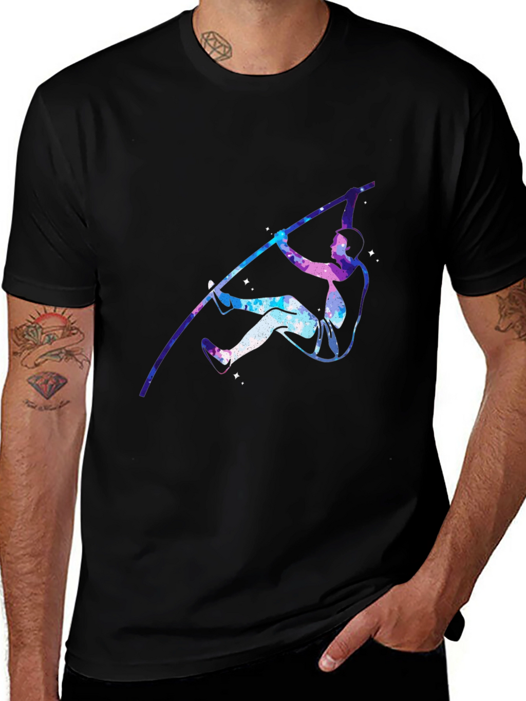 Pole Vaulting Galaxy T-Shirt - Black