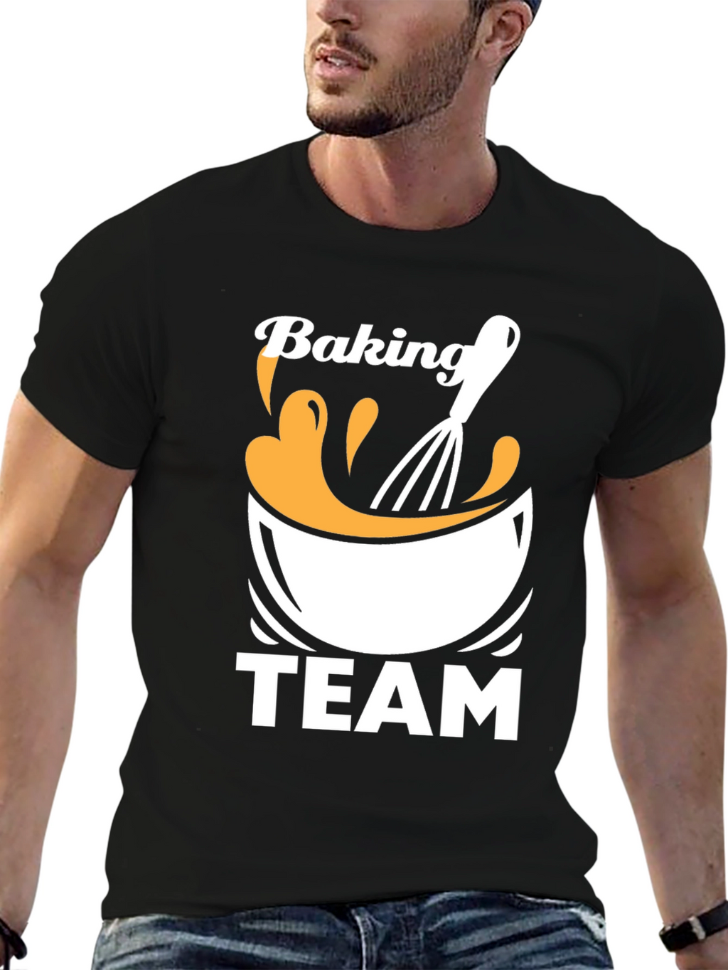 Baking Team T-Shirt - Black Crew Neck Tee