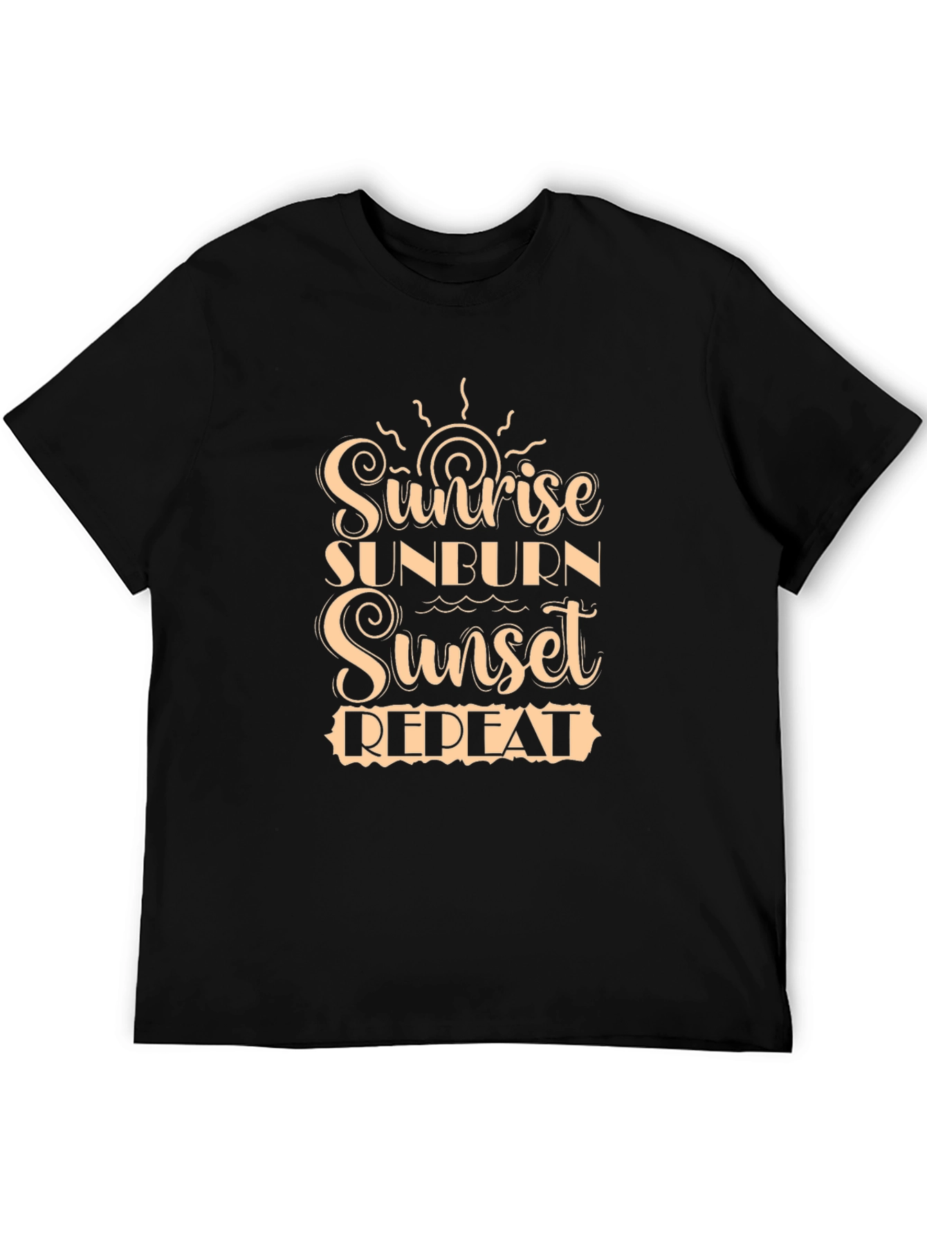 Sunrise Sunburn Sunset Repeat Black T-Shirt