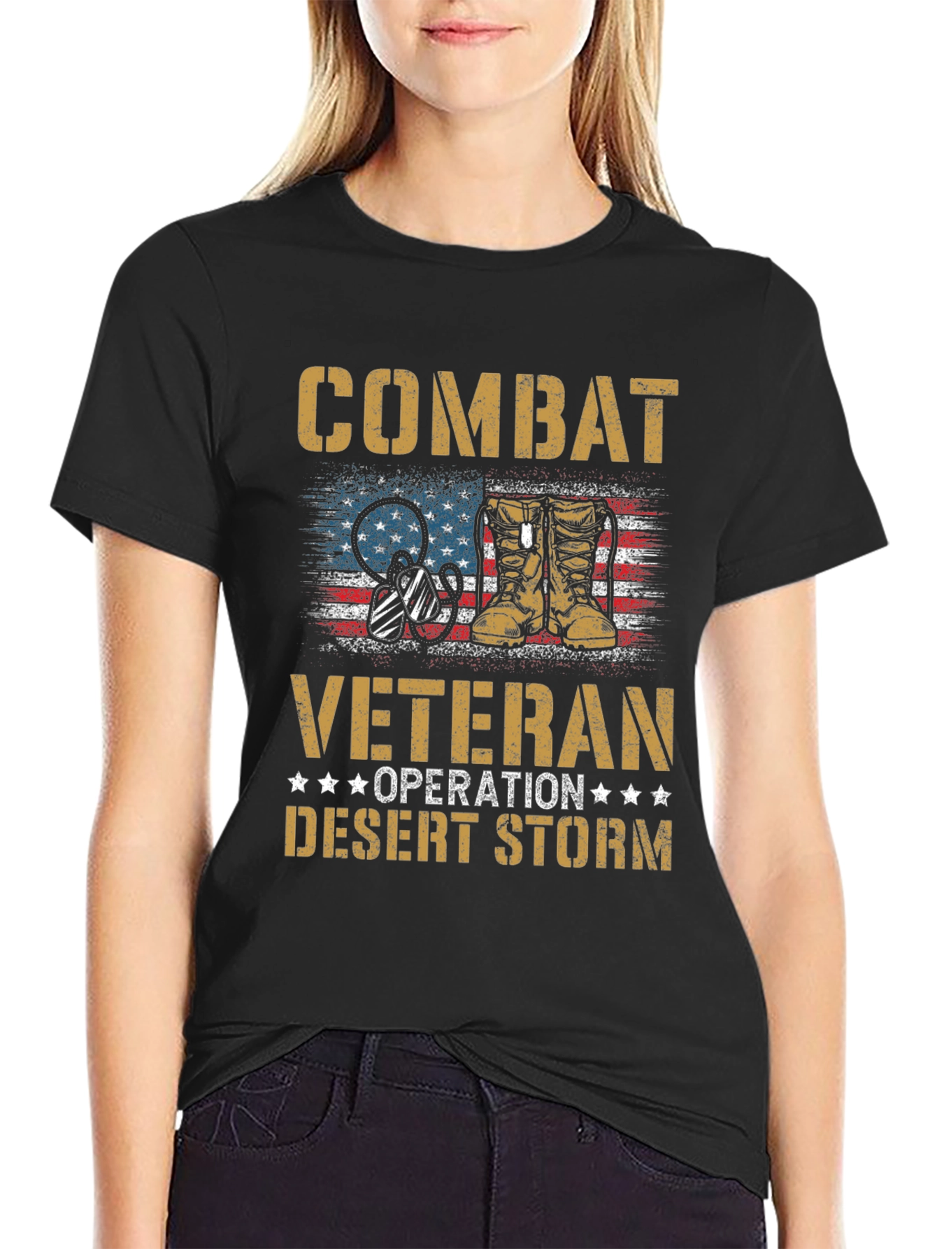 Combat Veteran Desert Storm Graphic T-Shirt