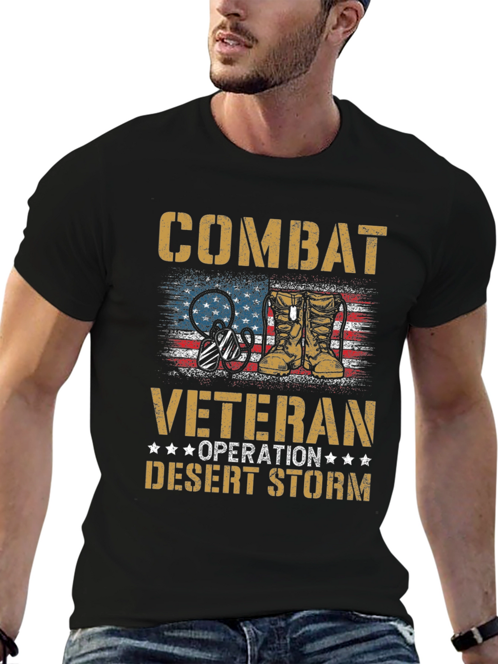 Combat Veteran Desert Storm Graphic T-Shirt