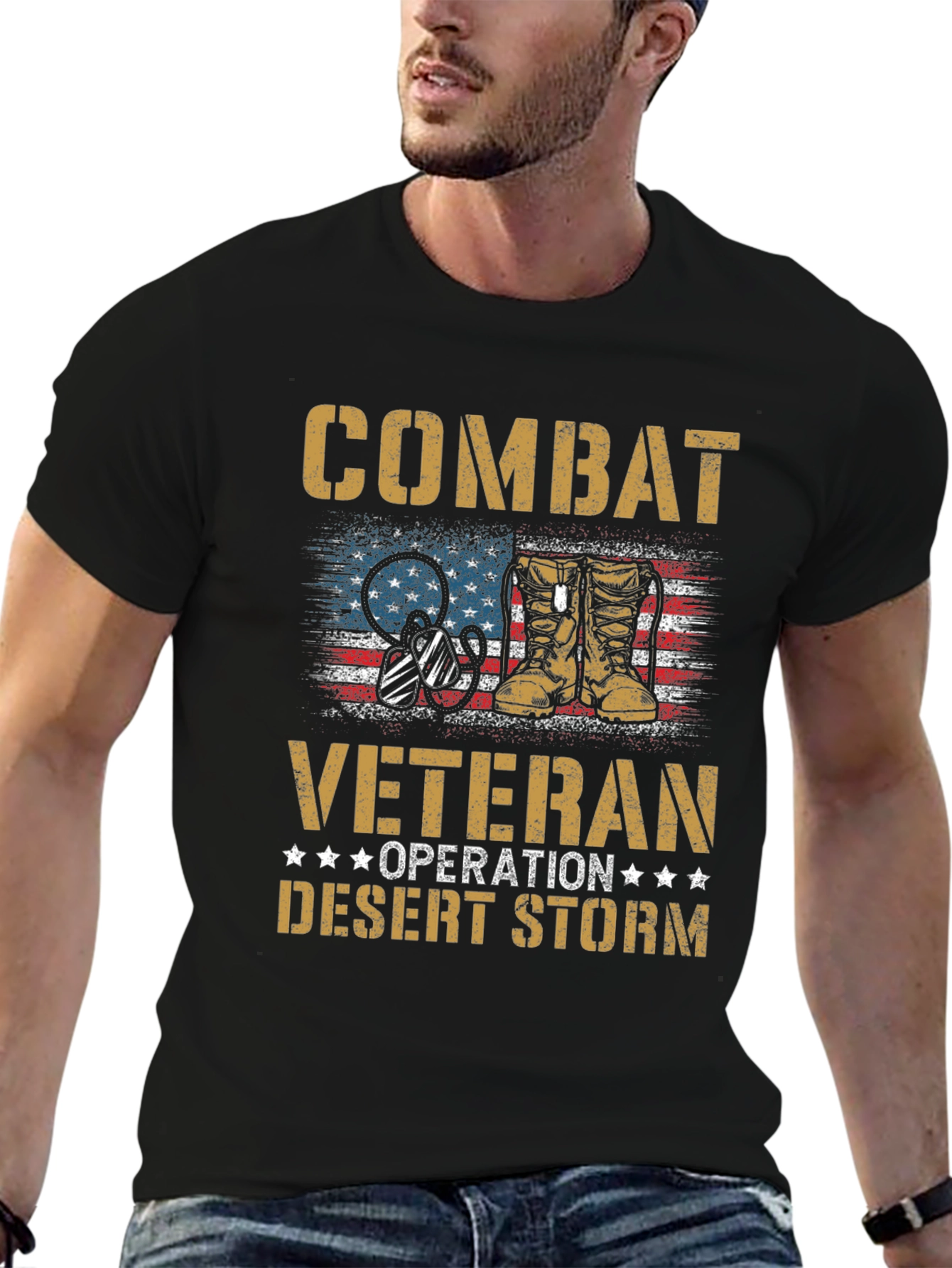 Combat Veteran Desert Storm Graphic T-Shirt
