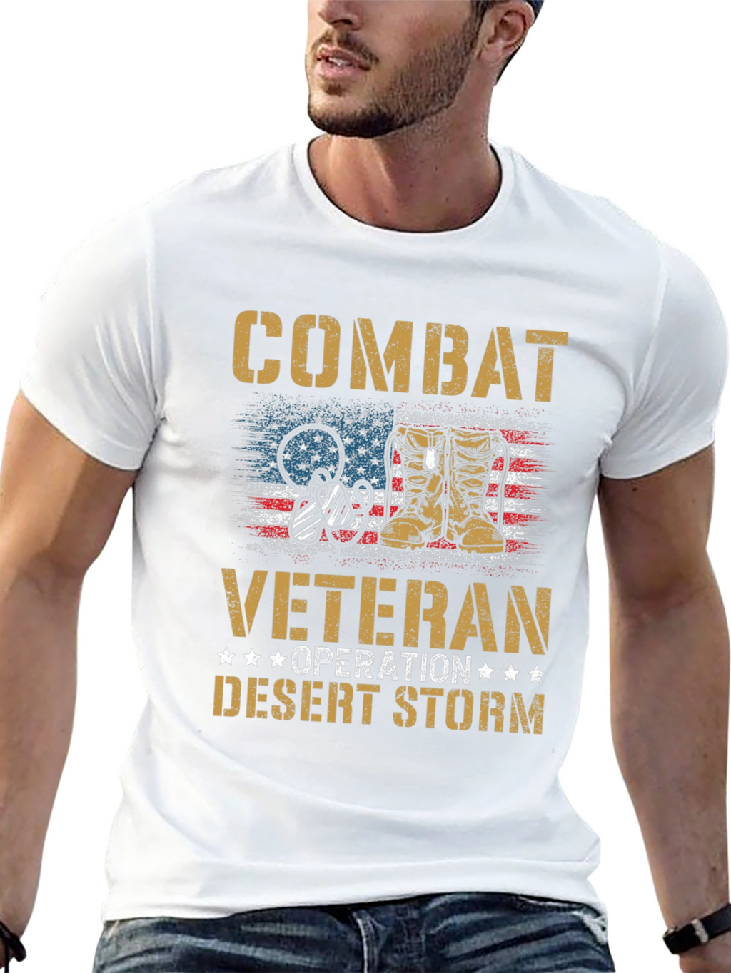 Combat Veteran Desert Storm Graphic T-Shirt