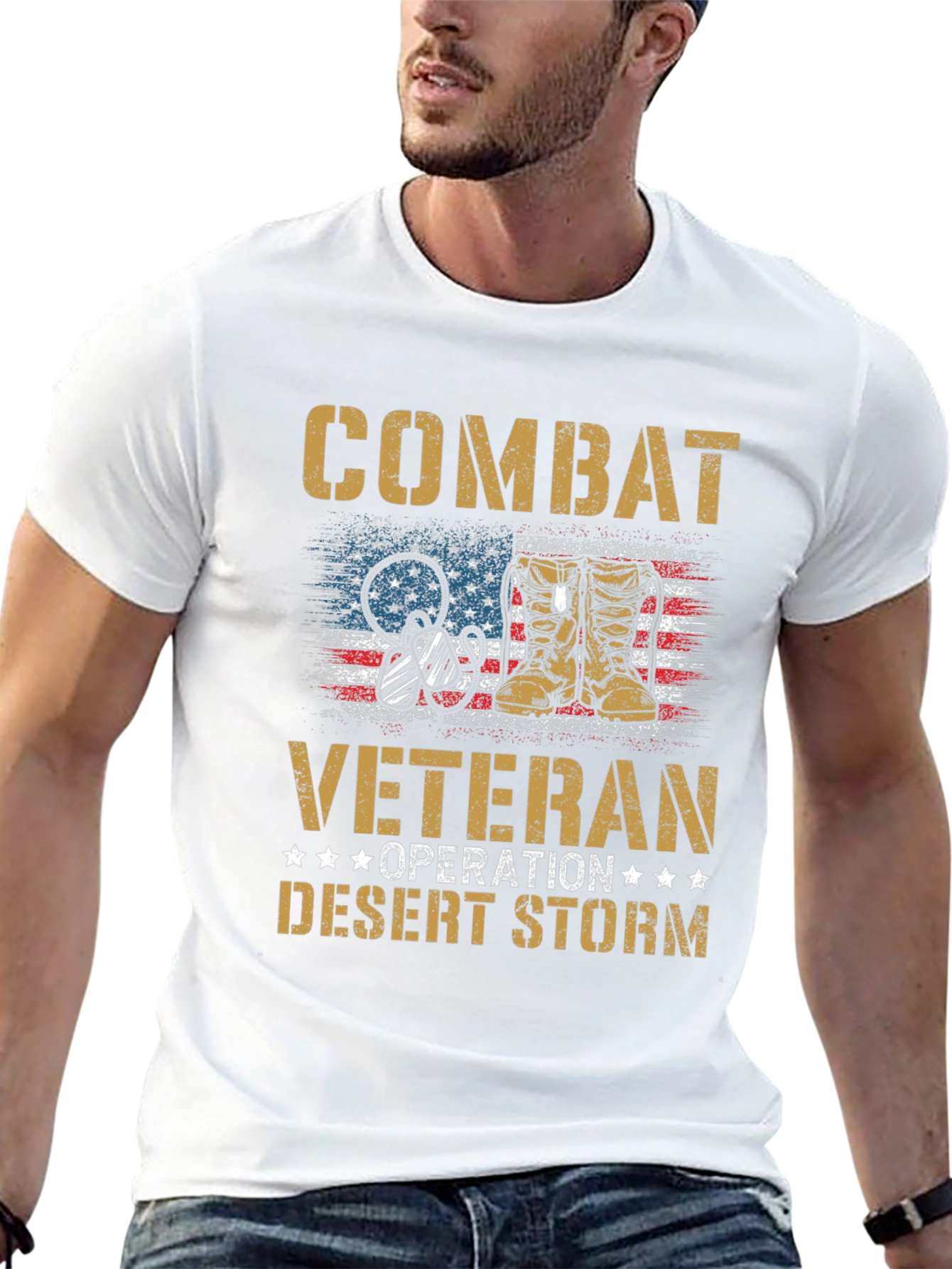 Combat Veteran Desert Storm Graphic T-Shirt