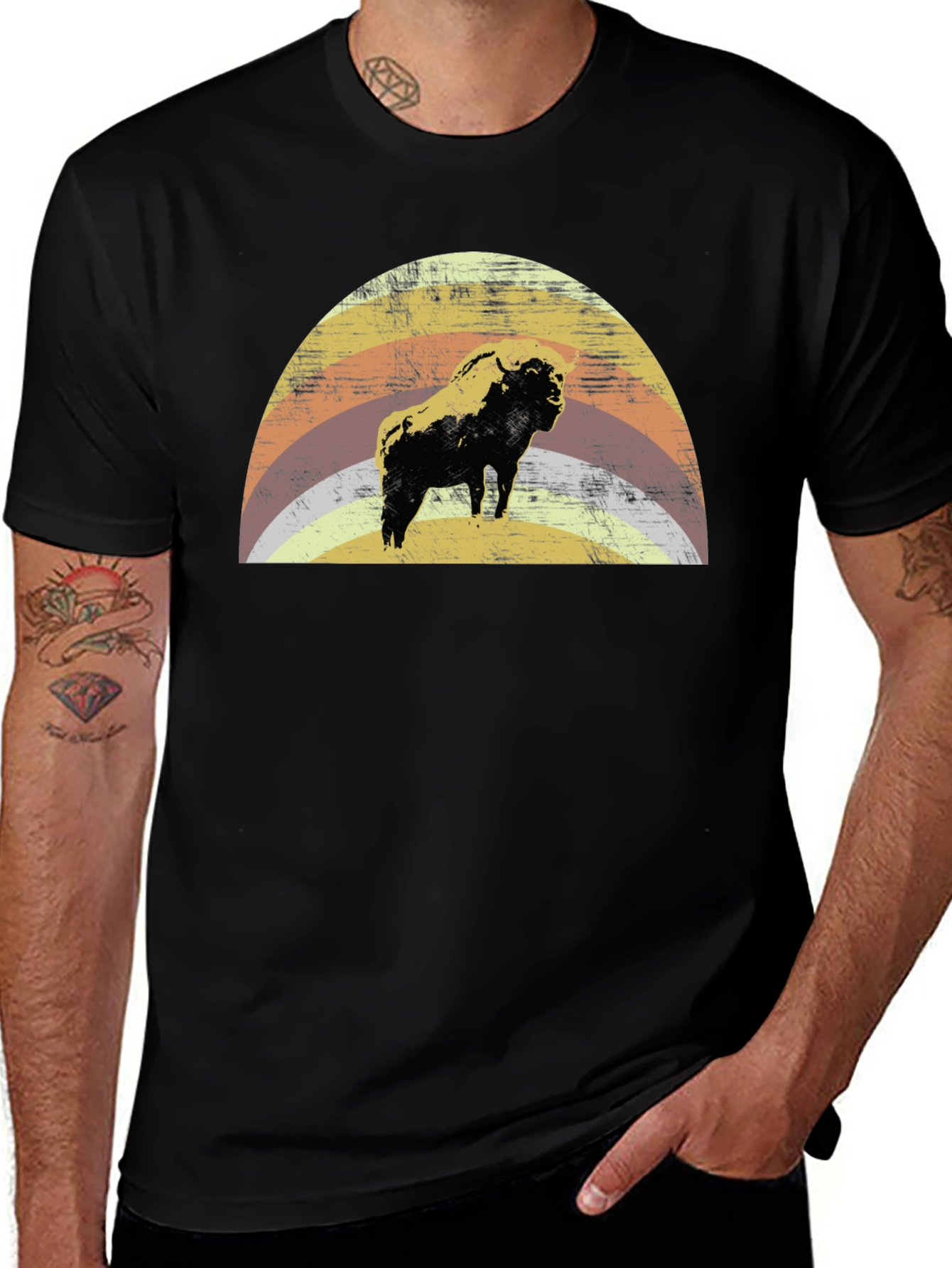 Retro Bison Graphic Tee - Vintage Style T-Shirt