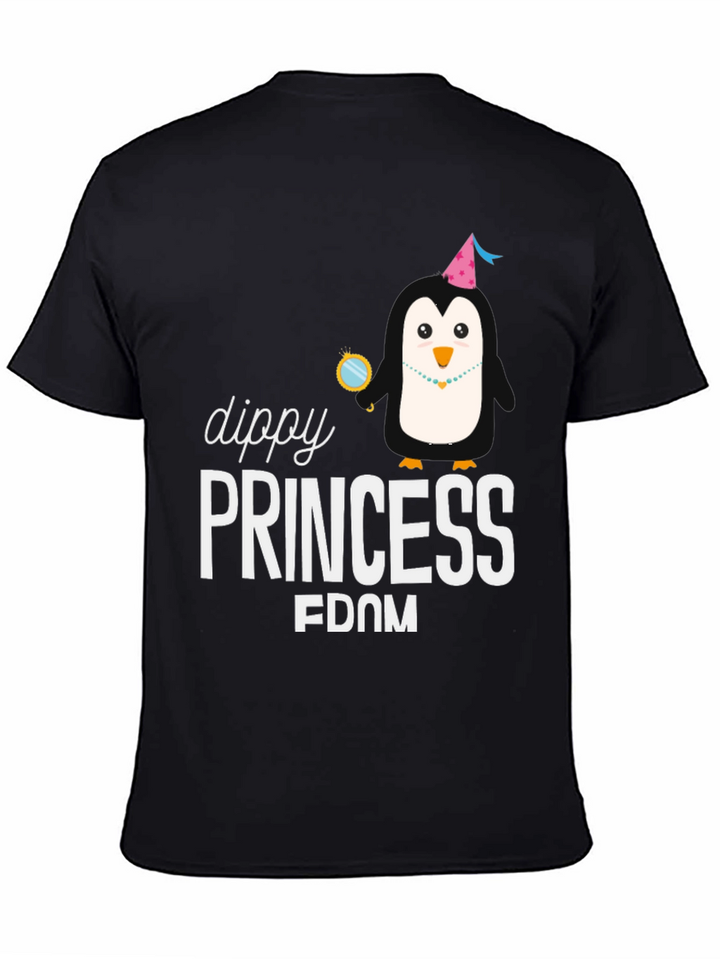 Dippy Princess Penguin Black T-Shirt