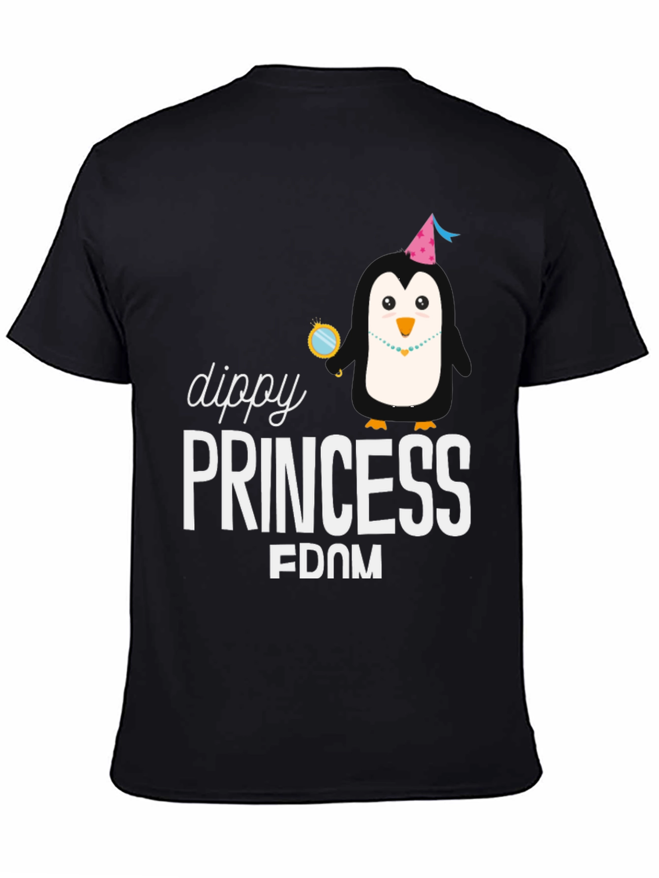 Dippy Princess Penguin Black T-Shirt
