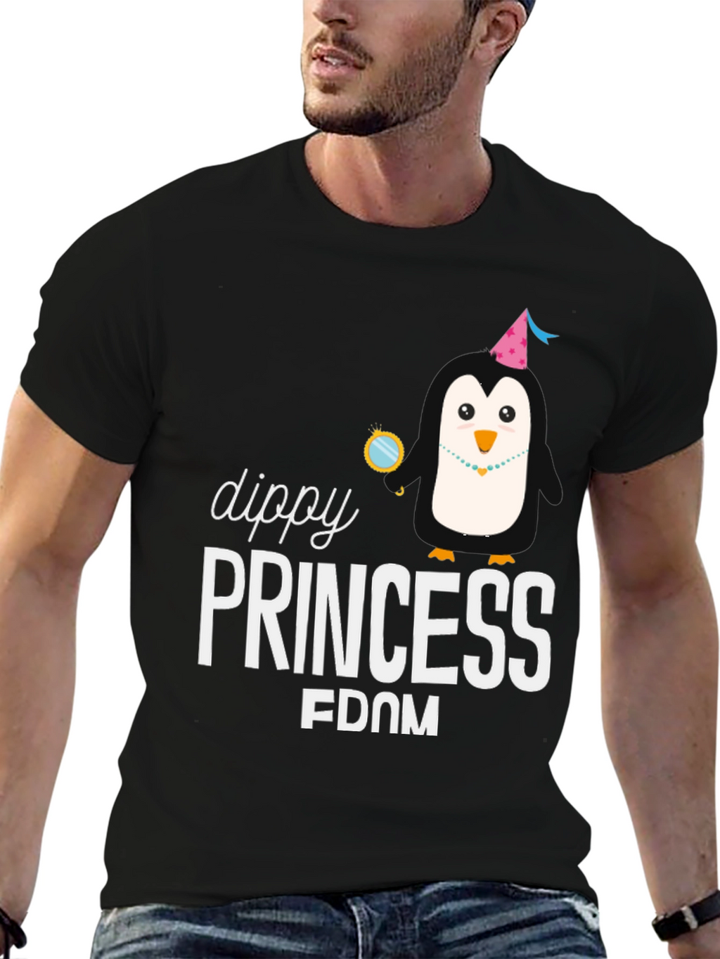 Dippy Princess Penguin Black T-Shirt