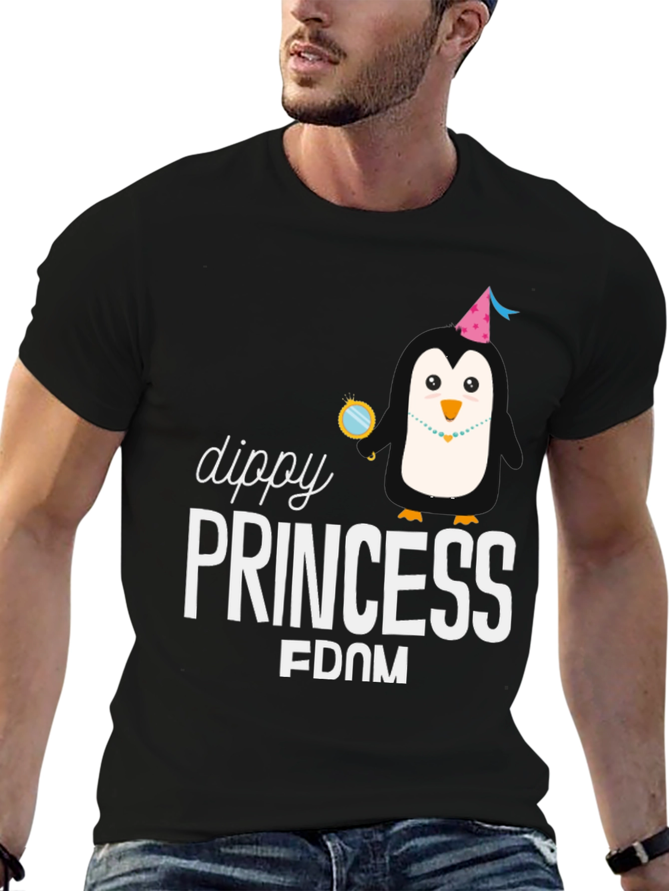 Dippy Princess Penguin Black T-Shirt