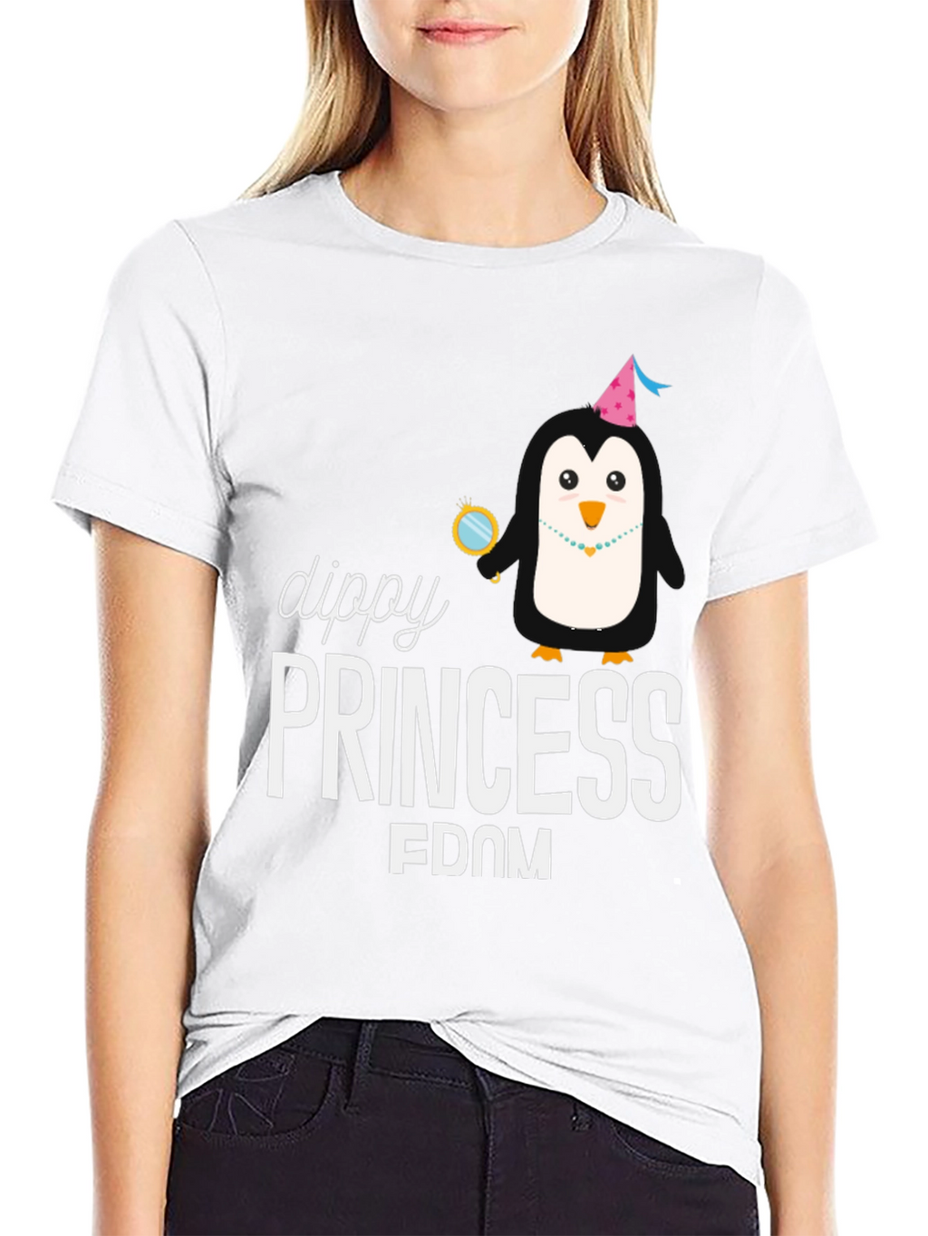 Dippy Princess Penguin Black T-Shirt