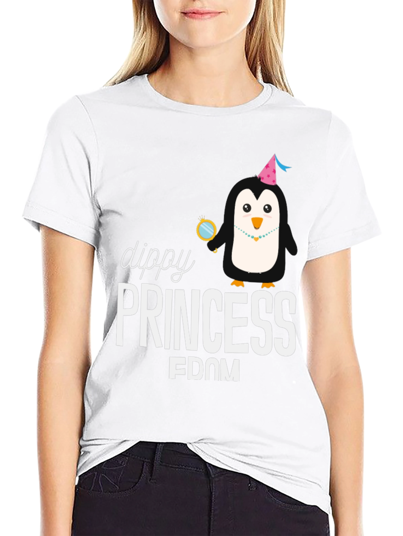 Dippy Princess Penguin Black T-Shirt