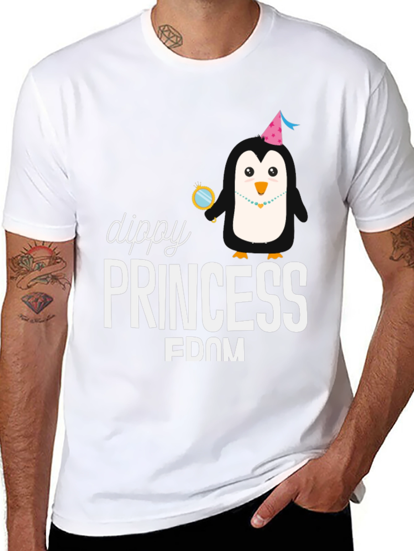 Dippy Princess Penguin Black T-Shirt