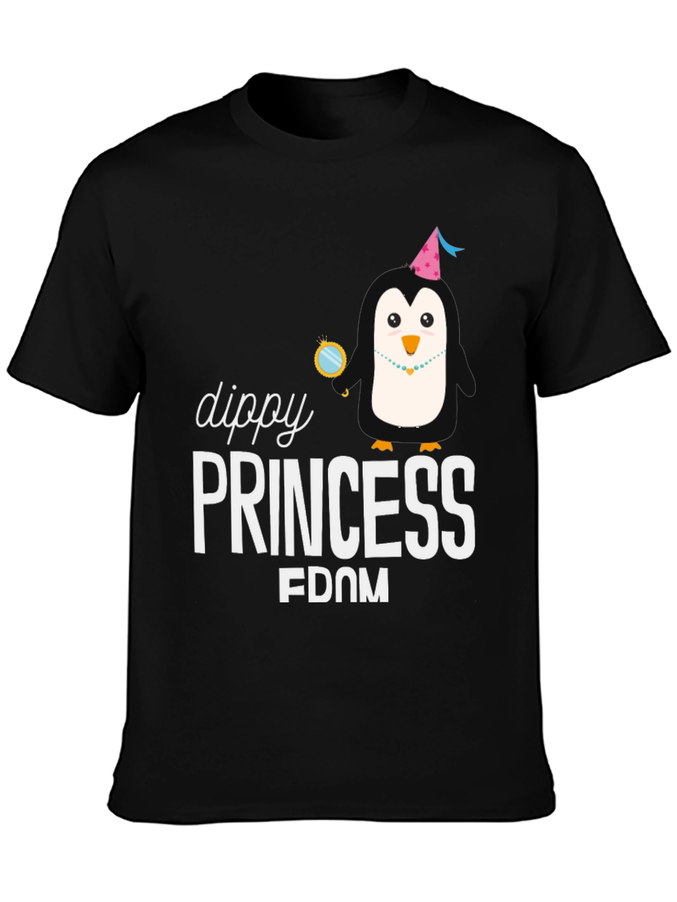 Dippy Princess Penguin Black T-Shirt