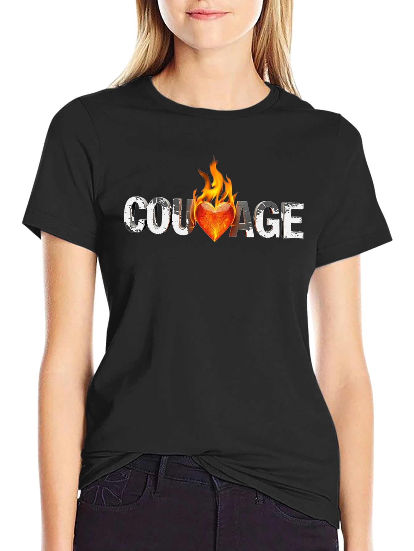 Courage Heart On Fire Graphic Tee