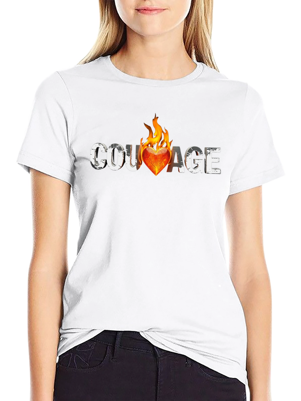 Courage Heart On Fire Graphic Tee