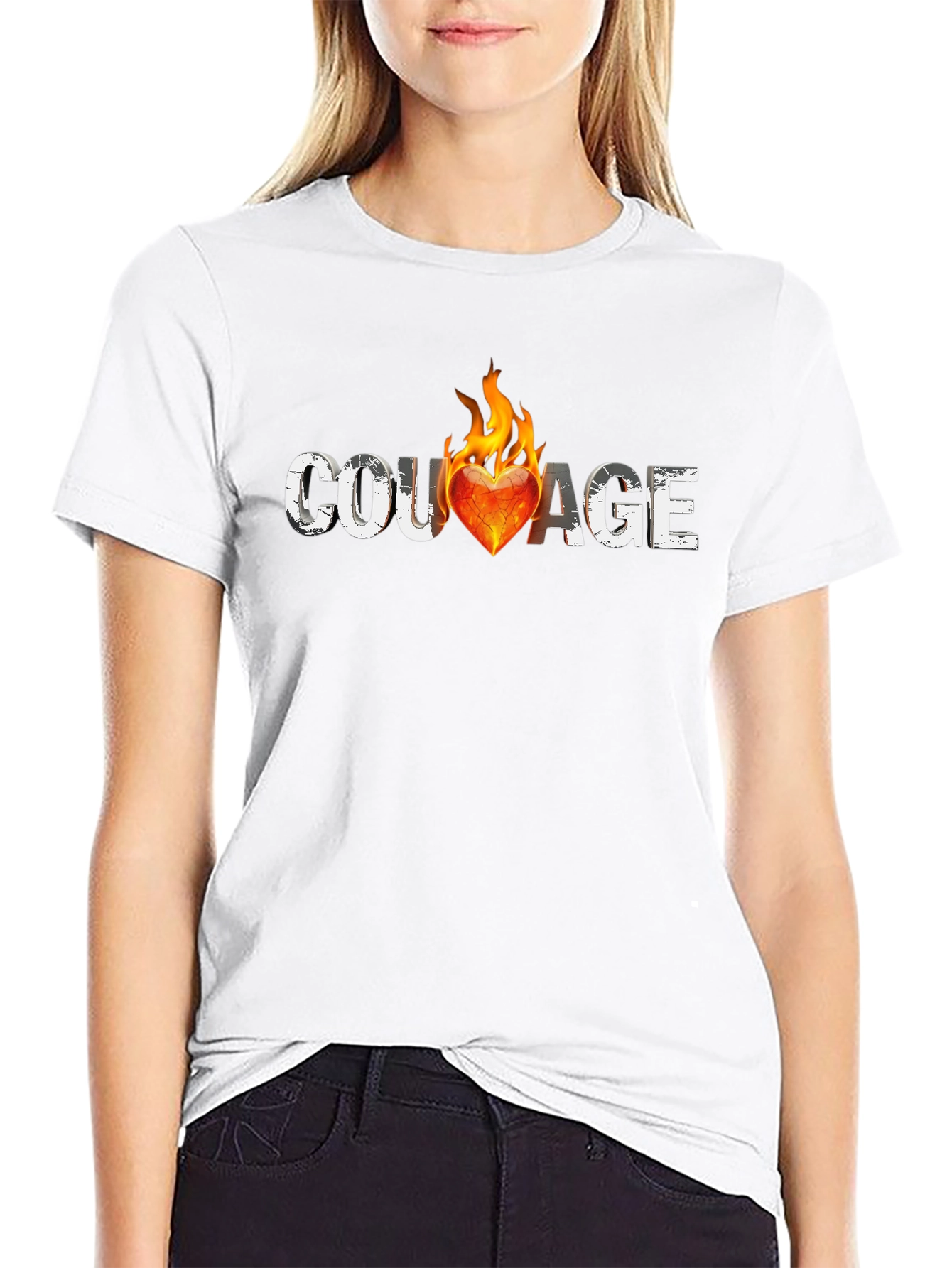 Courage Heart On Fire Graphic Tee