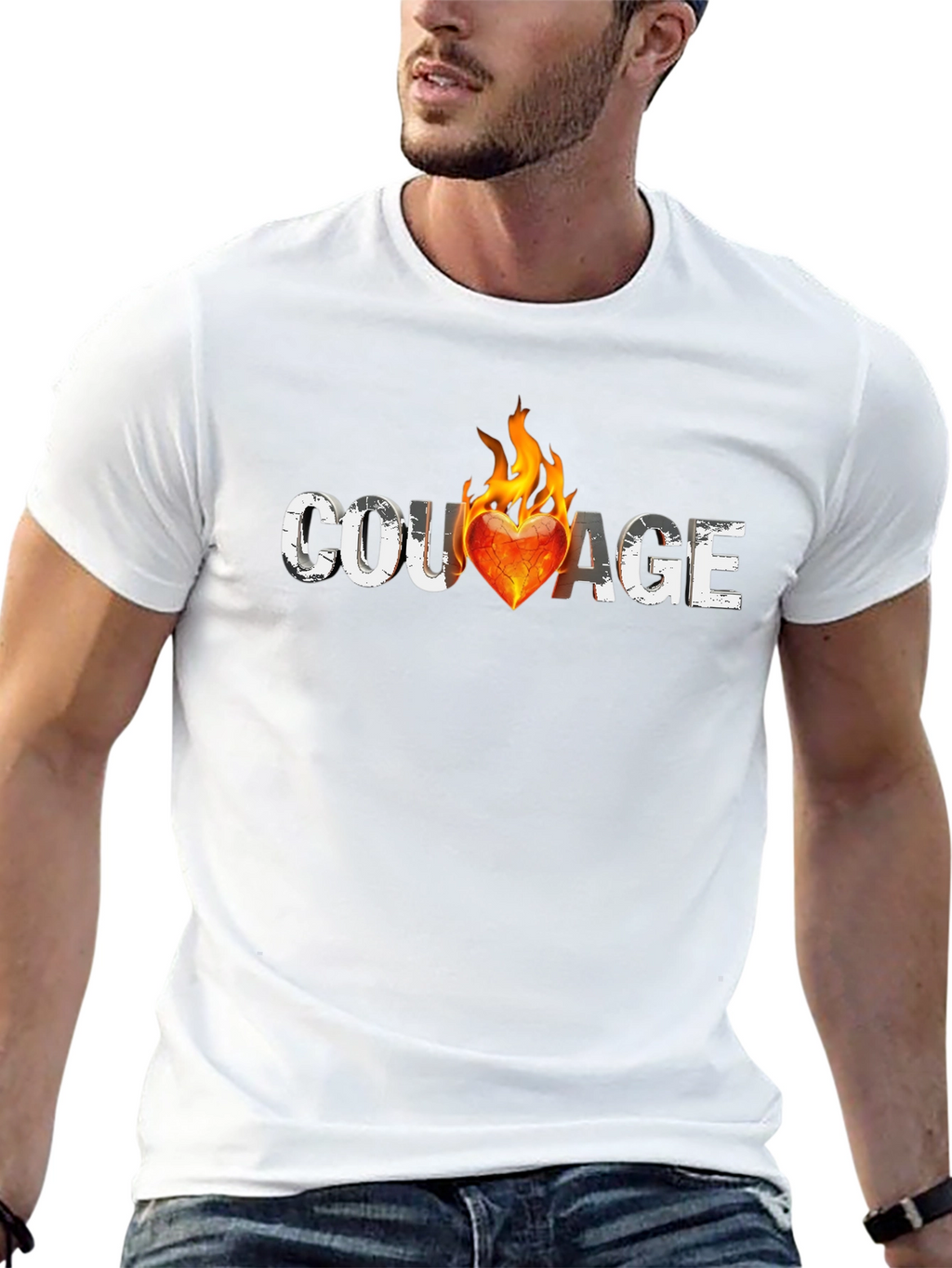 Courage Heart On Fire Graphic Tee