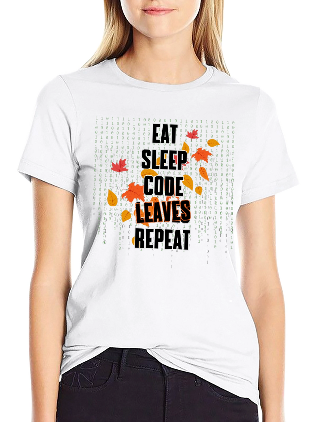 Eat Sleep Code Leaves Repeat Graphic T-Shirt