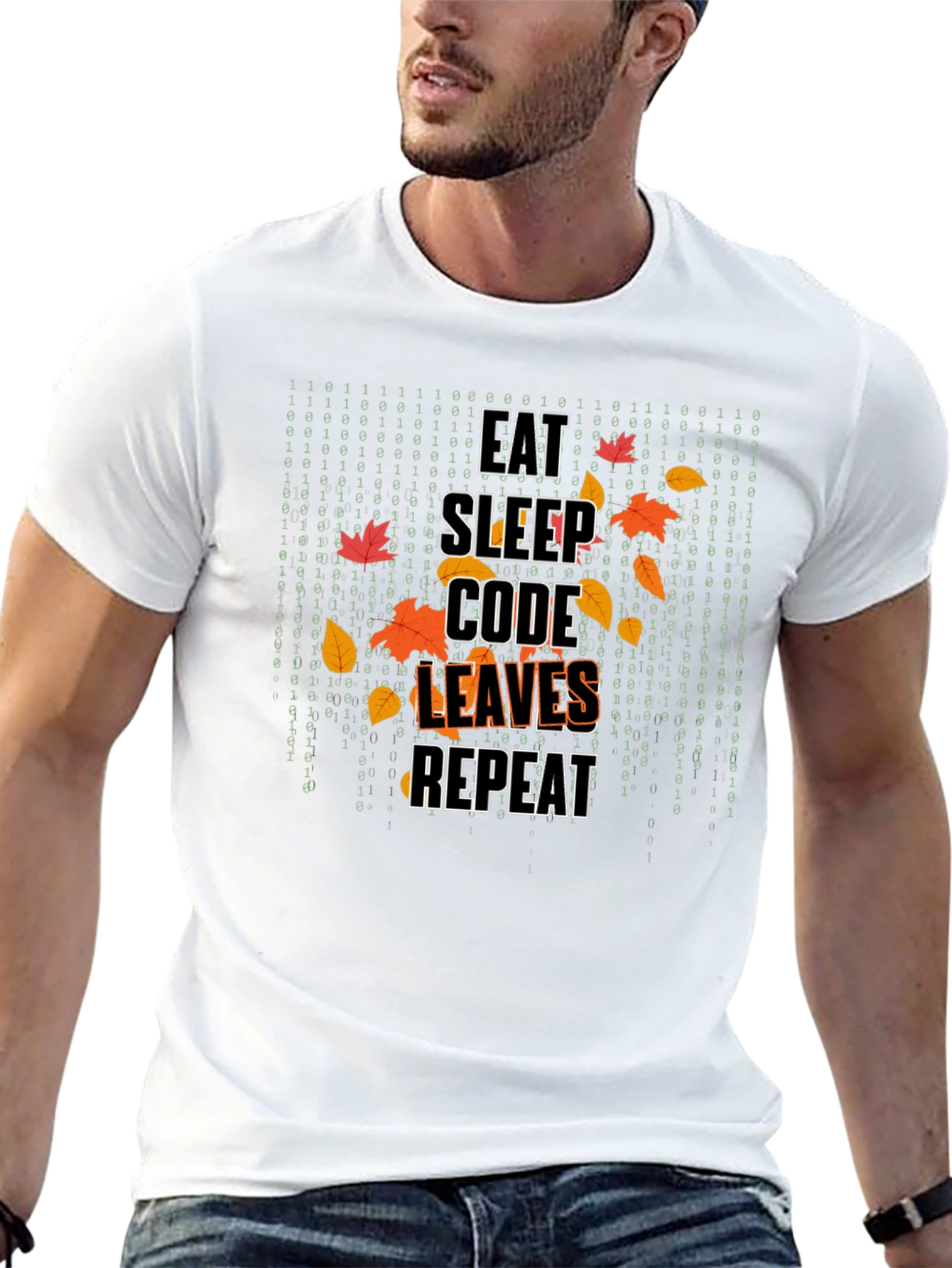 Eat Sleep Code Leaves Repeat Graphic T-Shirt