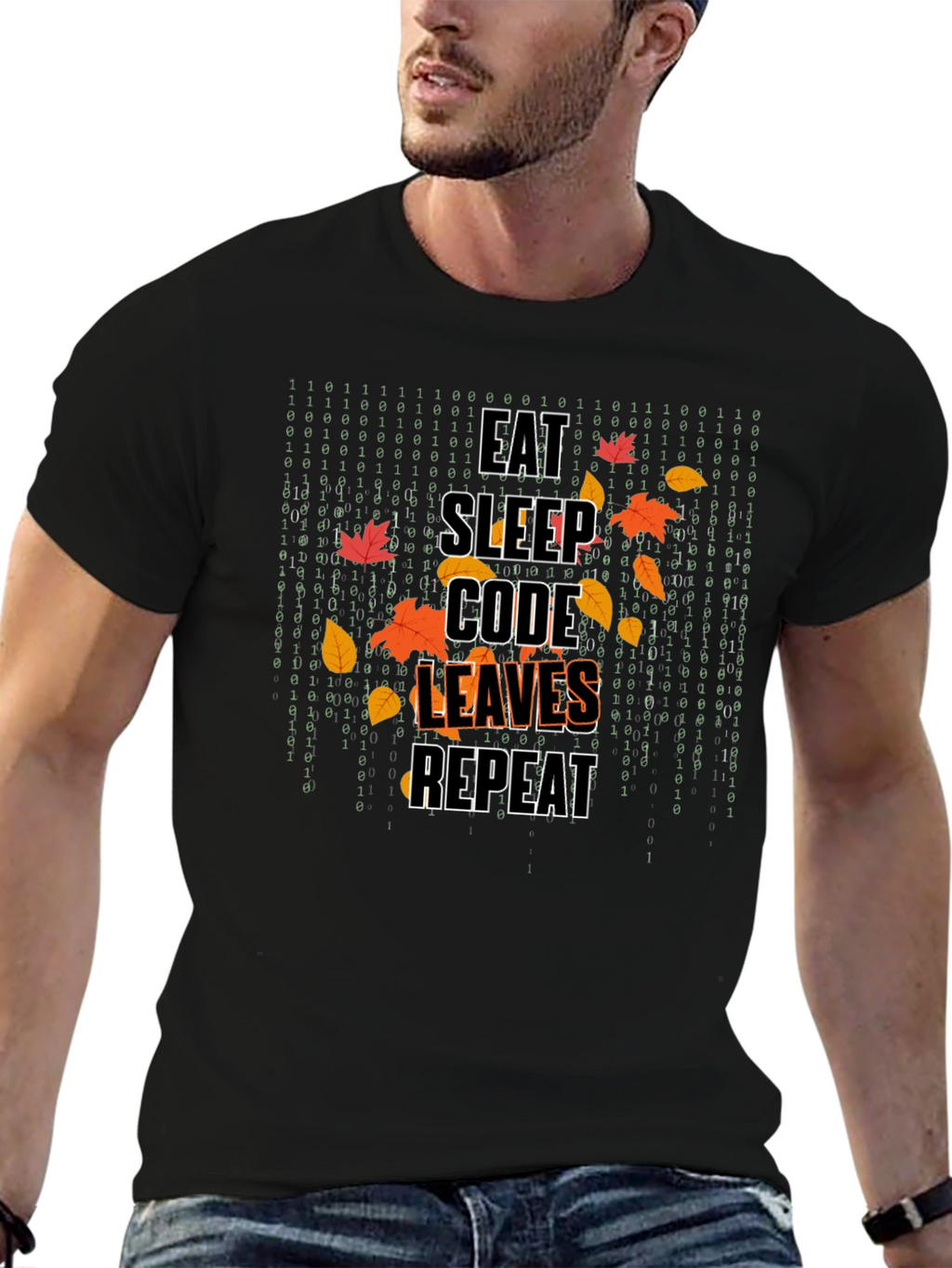 Eat Sleep Code Leaves Repeat Graphic T-Shirt