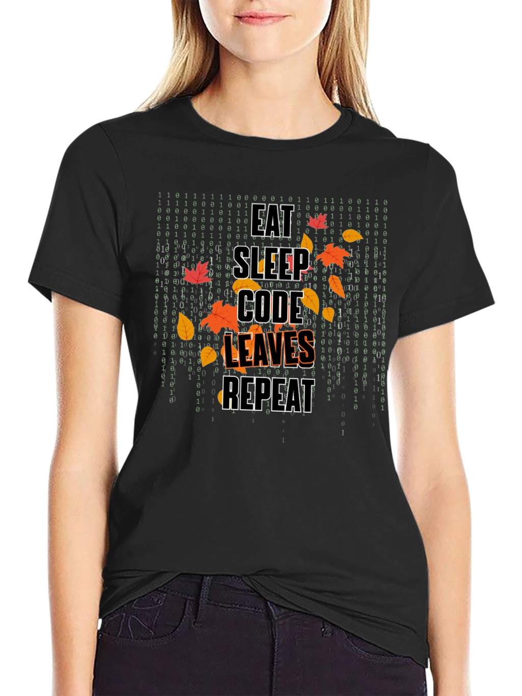 Eat Sleep Code Leaves Repeat Graphic T-Shirt