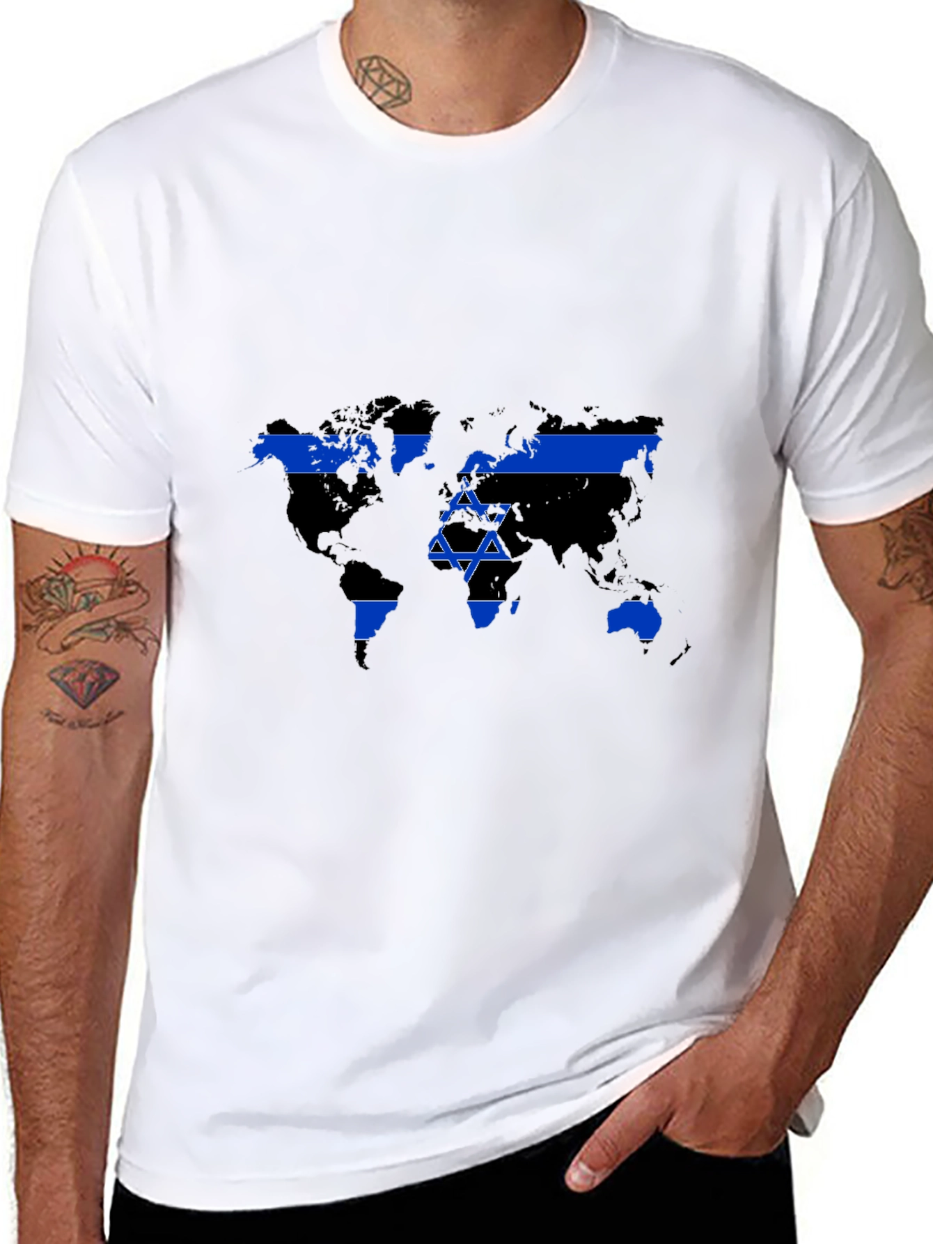 World Map Israel Flag Graphic T-Shirt