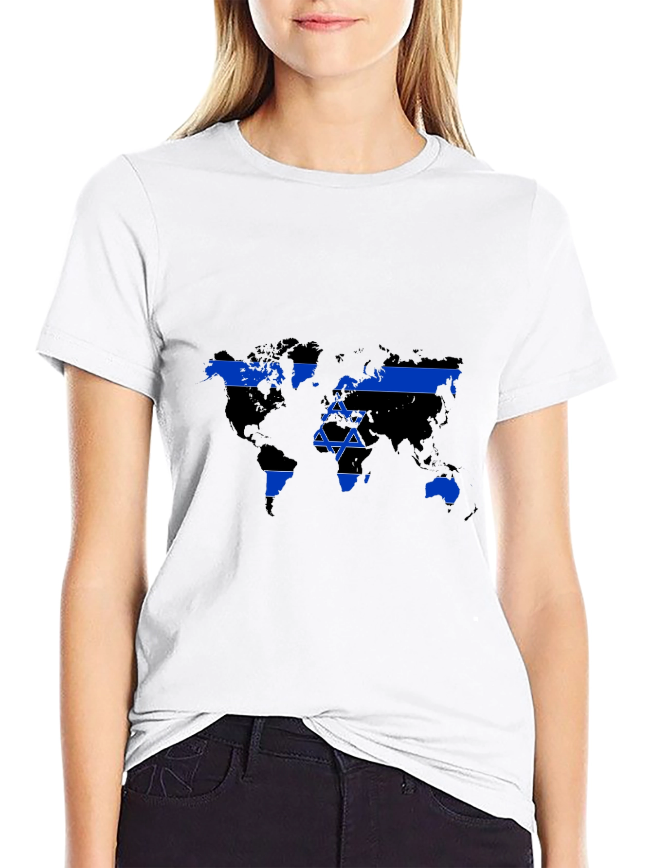 World Map Israel Flag Graphic T-Shirt