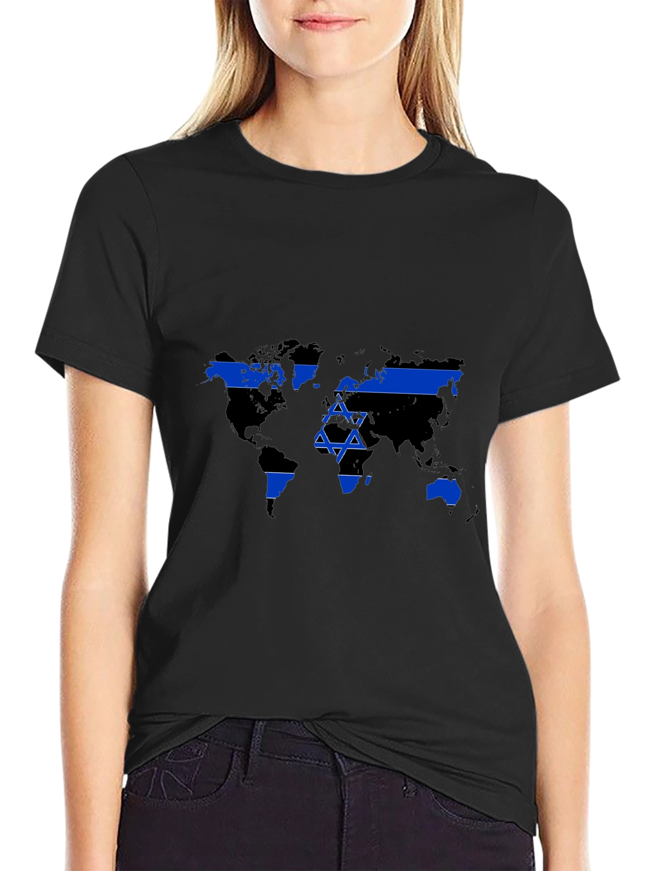 World Map Israel Flag Graphic T-Shirt