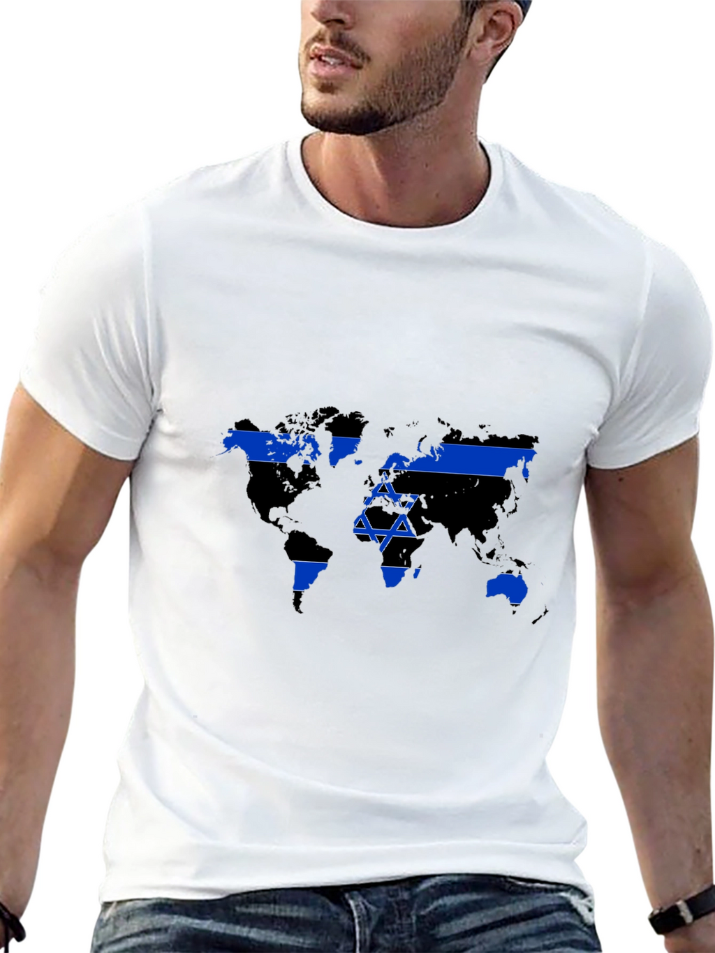 World Map Israel Flag Graphic T-Shirt