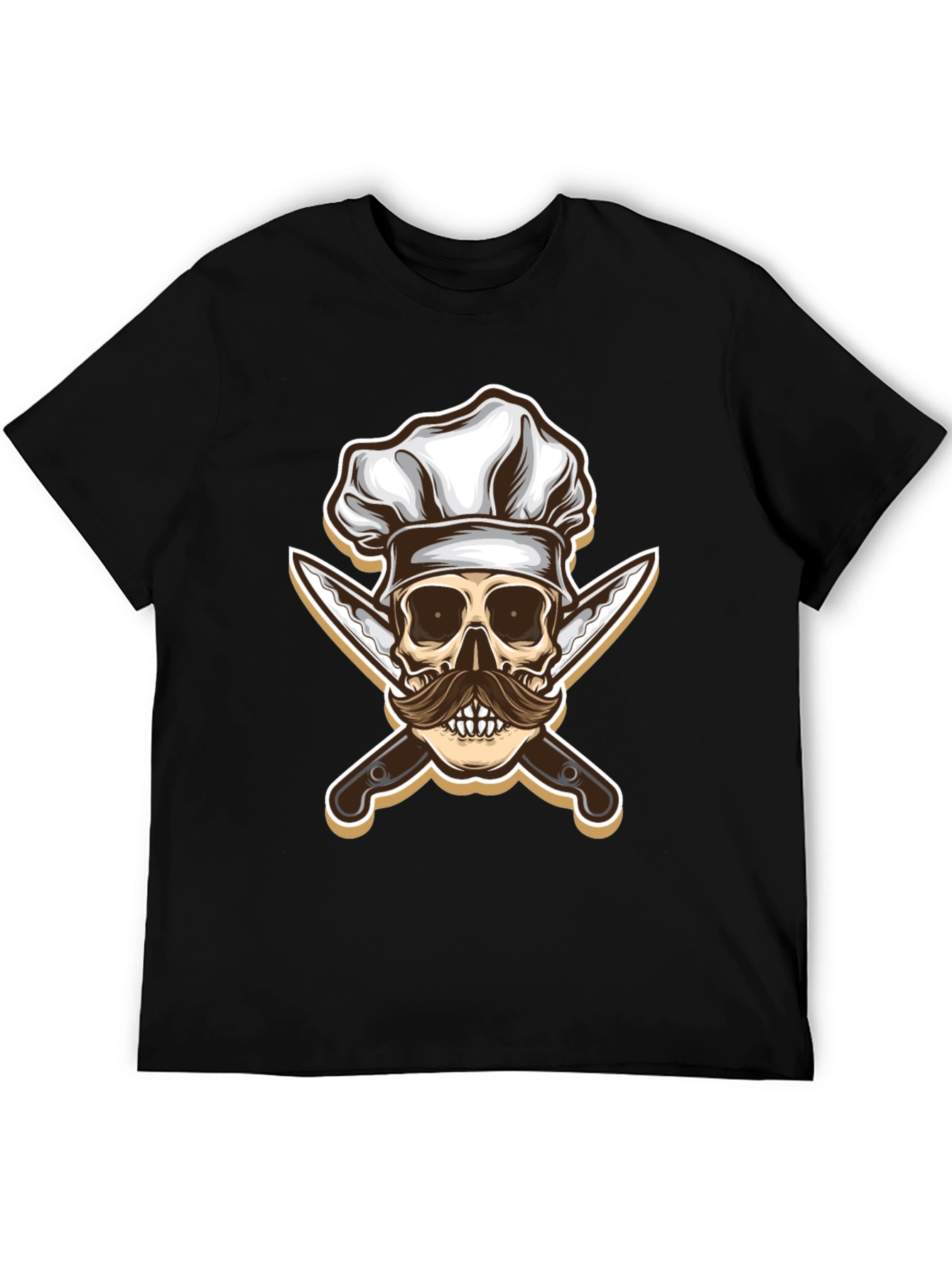 Chef Skull & Knives Graphic T-Shirt - Black