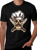 Chef Skull & Knives Graphic T-Shirt - Black