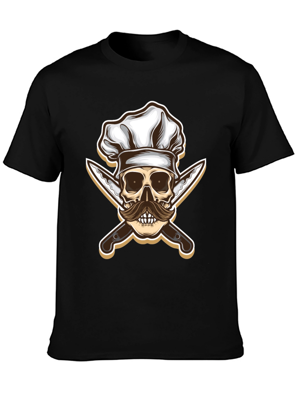 Chef Skull & Knives Graphic T-Shirt - Black
